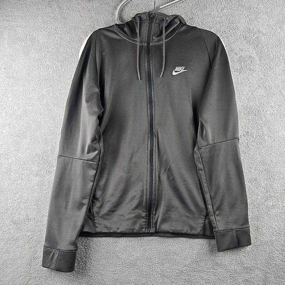 Vintage 80's‎ 90's Nike Track Jacket Mens Large Gray White Heavyweight Hooded